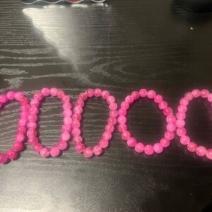 Pink Beaded Bracelets Set of 5